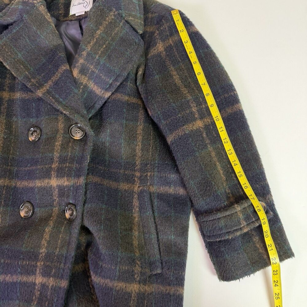 Sam Edelman Plaid Peacoat Womens XXL Double Breasted Dark Academia Preppy Gothic - Picture 9 of 16